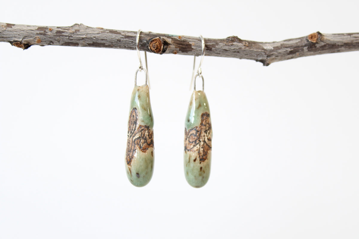 115. Turquoise Fuck Drop Earrings - 1" x 1.5"