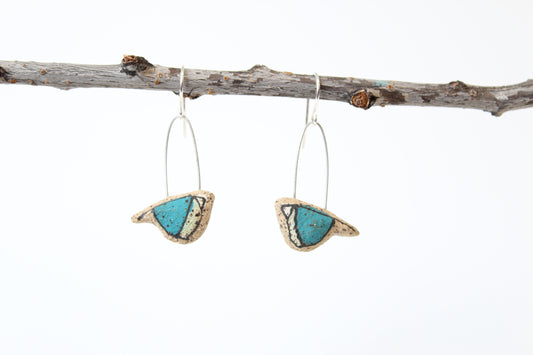 117. Teal Bird Earrings - 1"
