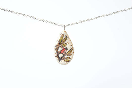 126. Red Bird Disk Necklace - .75" x 1.5"