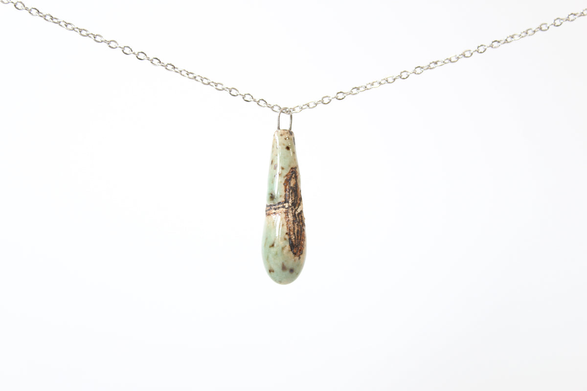 132. Turquoise Fuck Drop Necklace - 1" x 1.5"