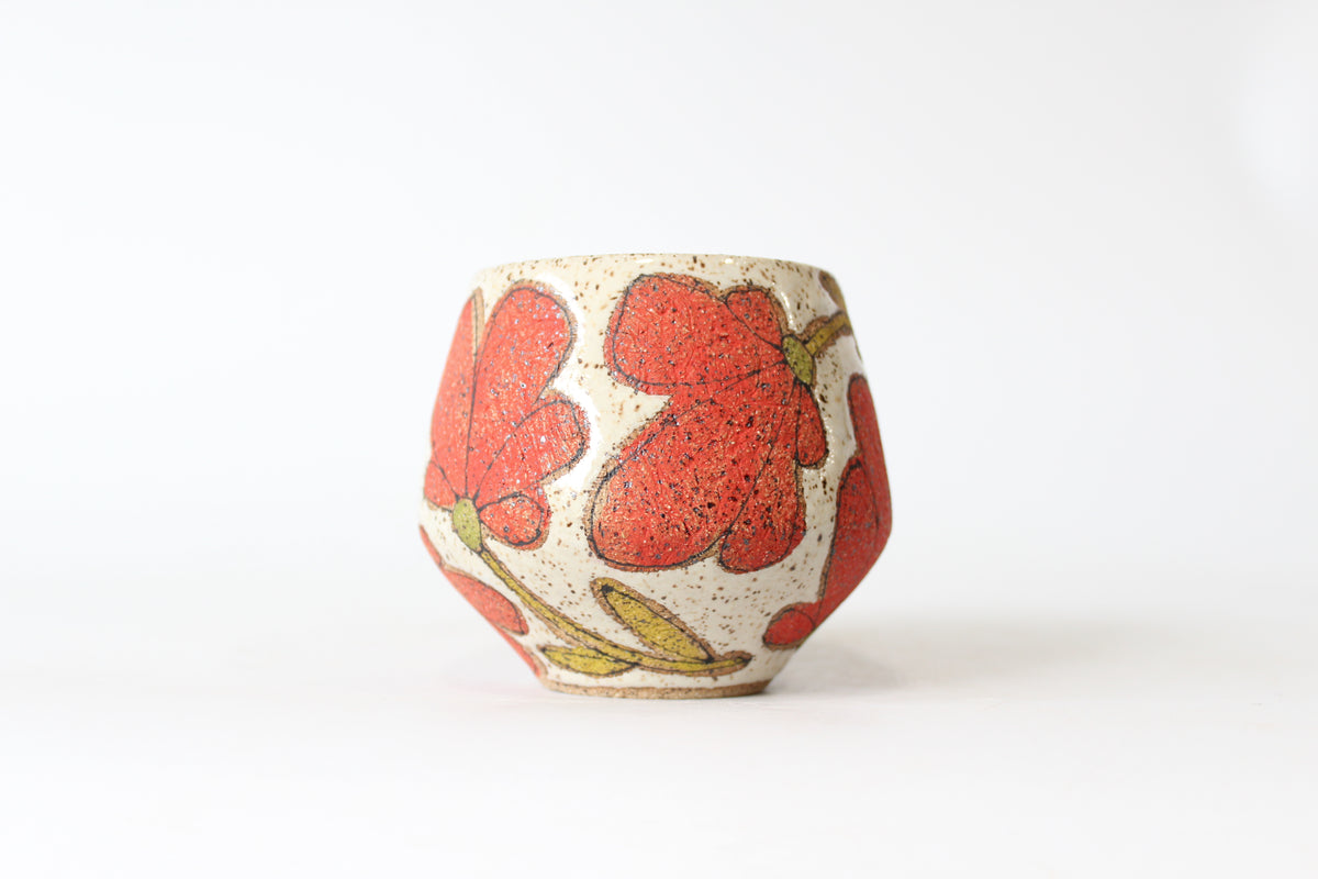029. Red Flower Mug - 11oz.