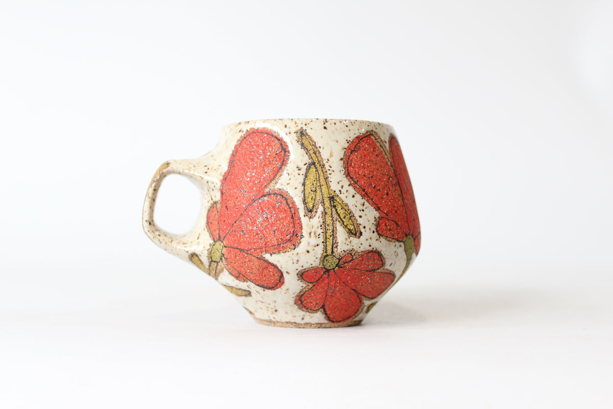 029. Red Flower Mug - 11oz.