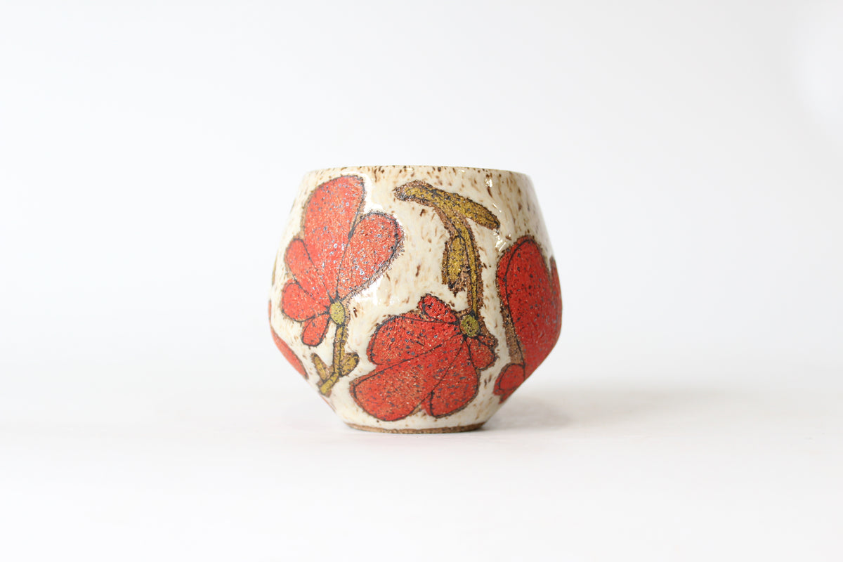 030. Red Flower Mug - 12oz.