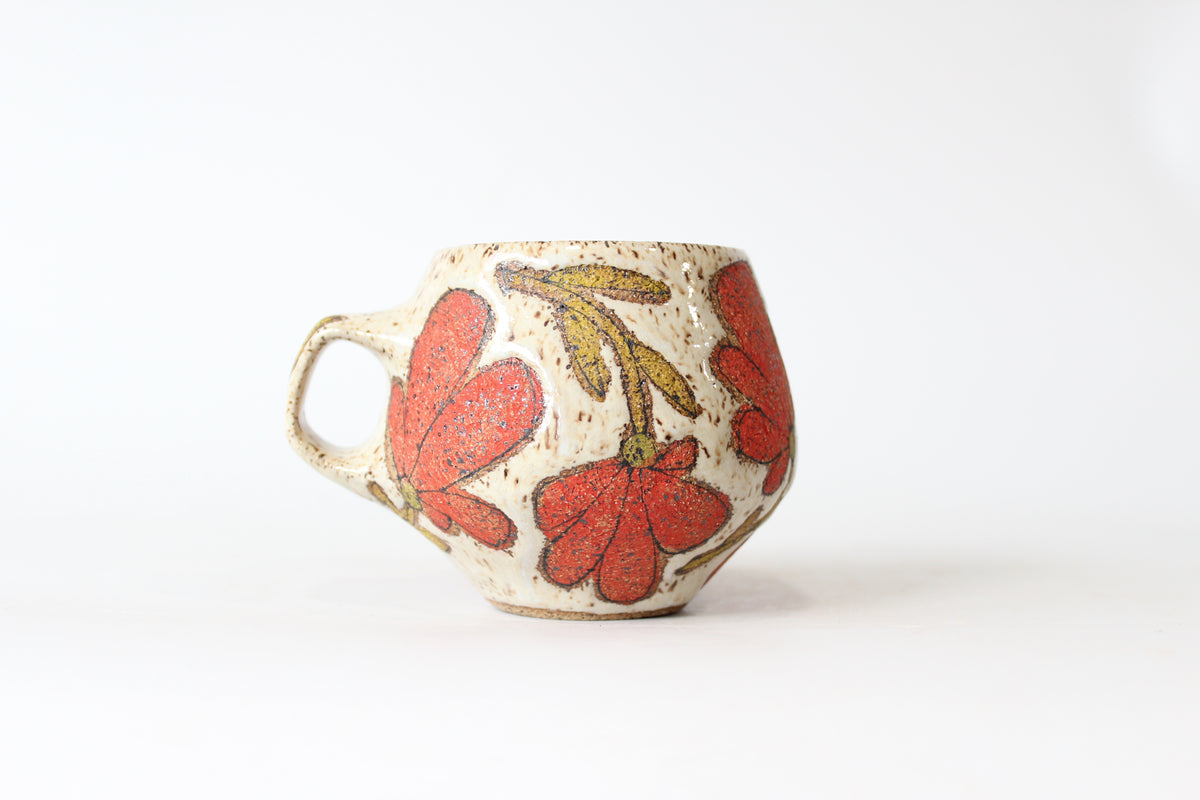 030. Red Flower Mug - 12oz.