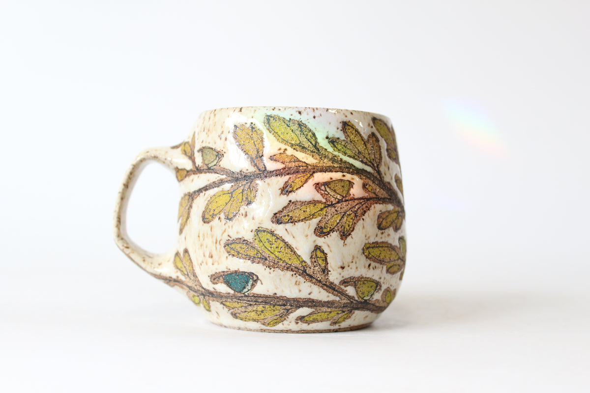 032. Tiny Blue and Green Birds Mug - 15oz.