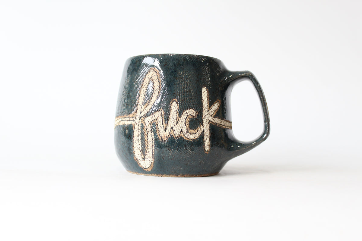 048. Textured Dark Teal Fuck Mug - 19oz.