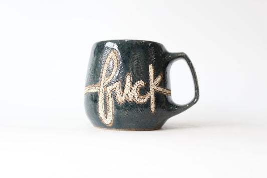 048. Textured Dark Teal Fuck Mug - 19oz.