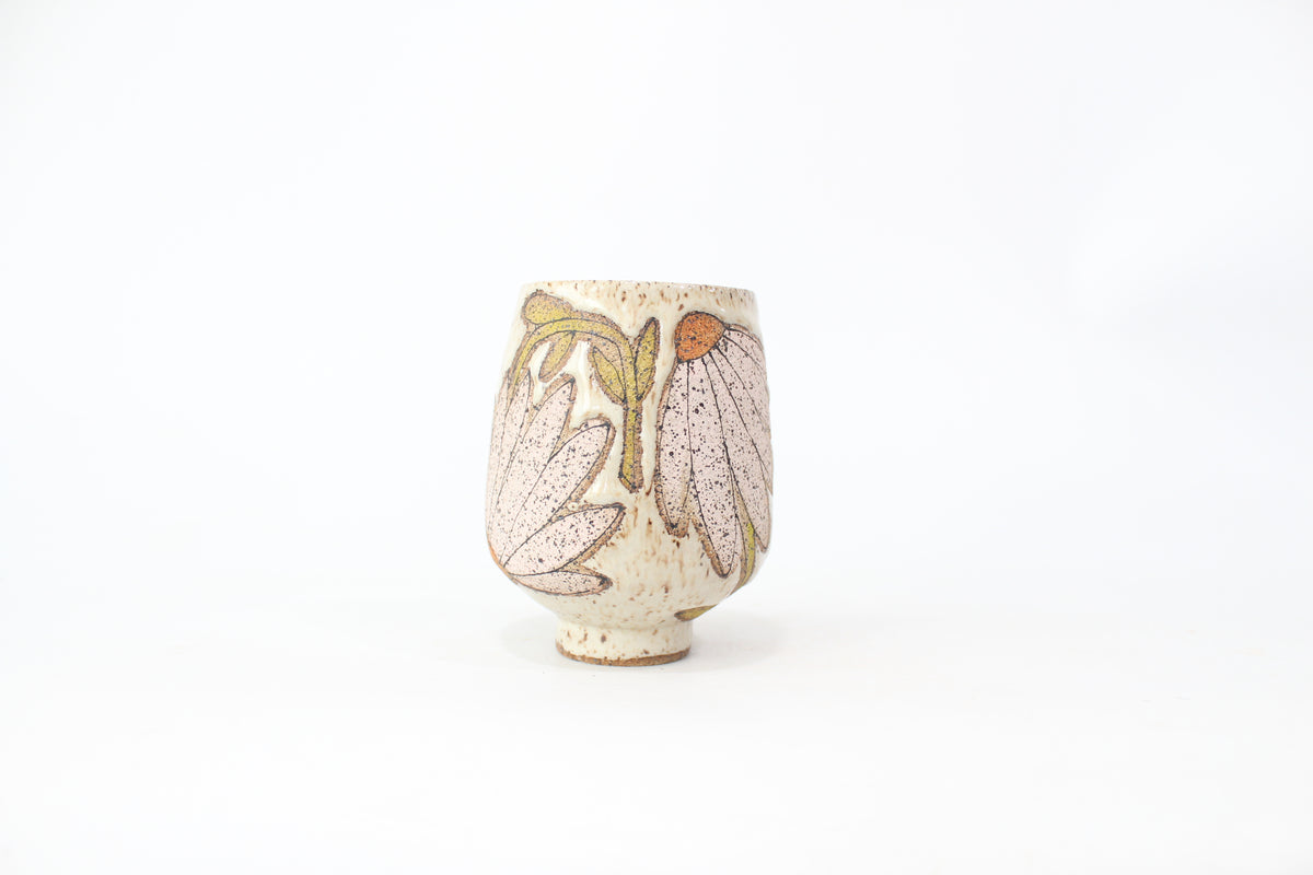 049. Pink Coneflower Cup (no handle) - 15oz.