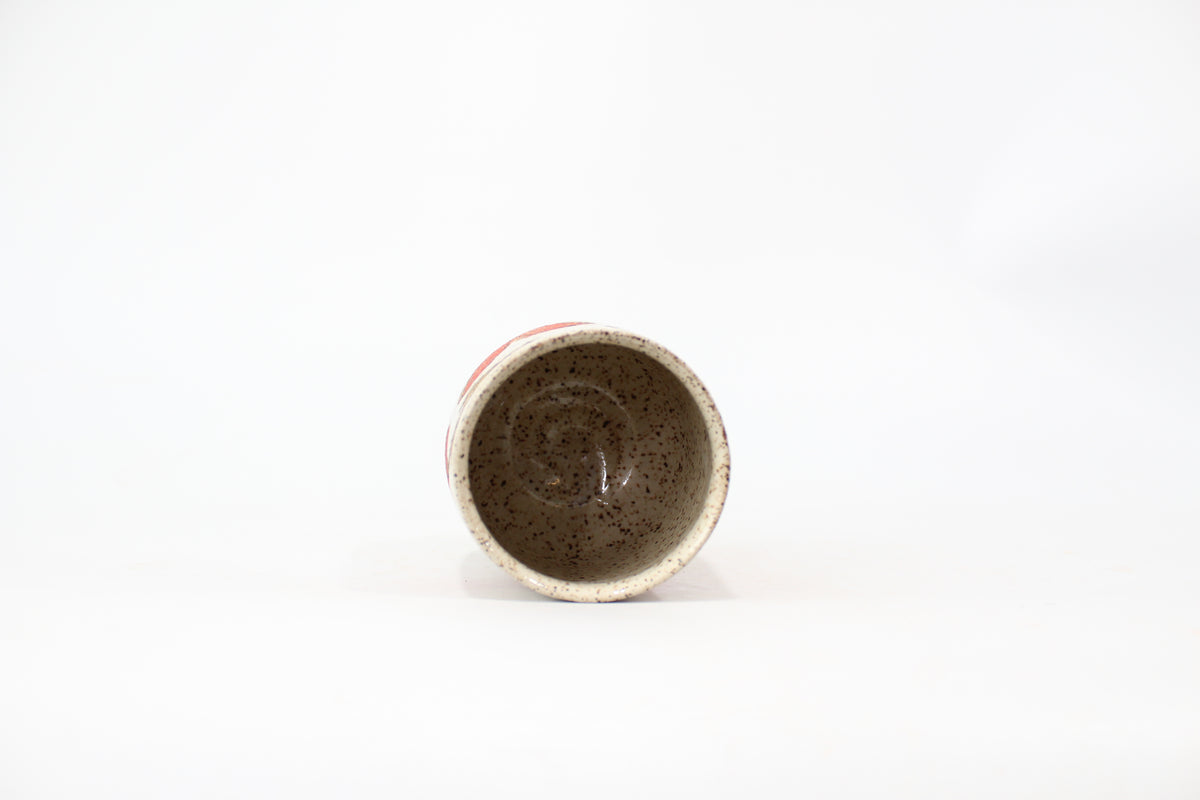 055. Red Flower Cup (no handle) - 13oz.