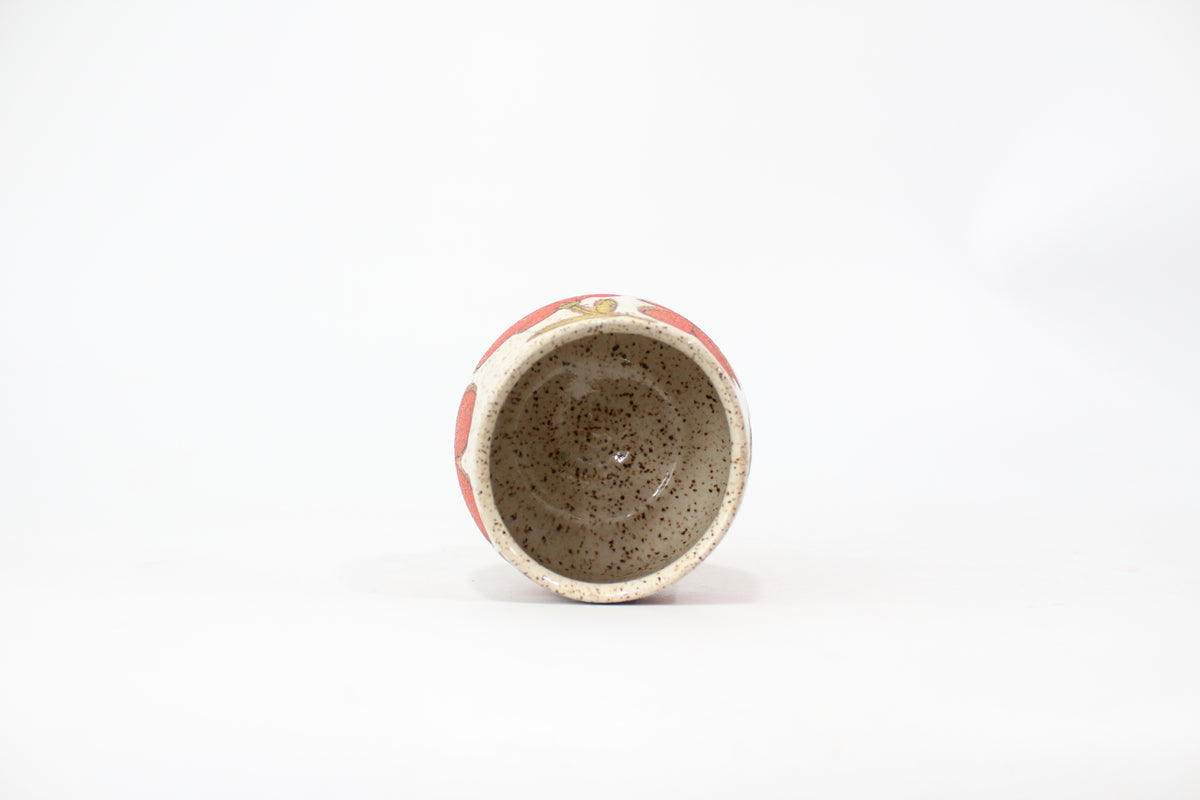 056. Red Flower Cup (no handle) - 11oz.