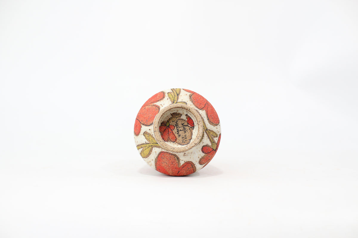 056. Red Flower Cup (no handle) - 11oz.