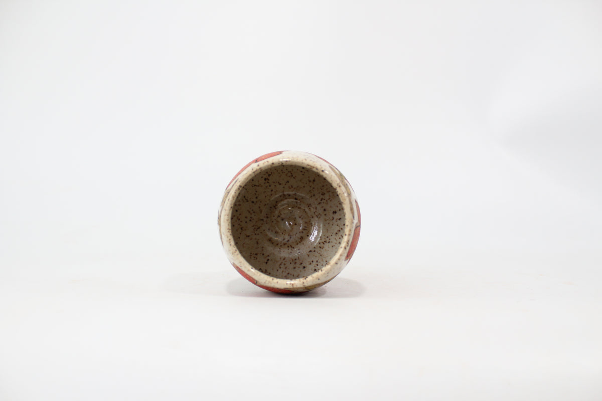 057. Red Flower Cup (no handle) - 12oz.