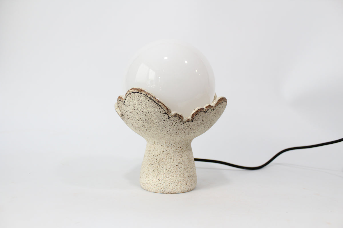 075. Textured Cloud Tabletop Globe Lamp - approx. 9.5"h x 7"w (height without shade 6.75")