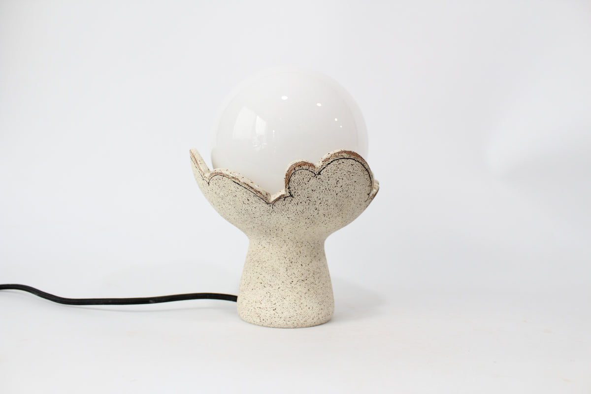 075. Textured Cloud Tabletop Globe Lamp - approx. 9.5"h x 7"w (height without shade 6.75")