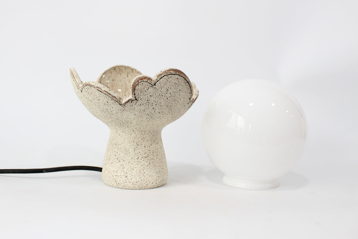 075. Textured Cloud Tabletop Globe Lamp - approx. 9.5"h x 7"w (height without shade 6.75")
