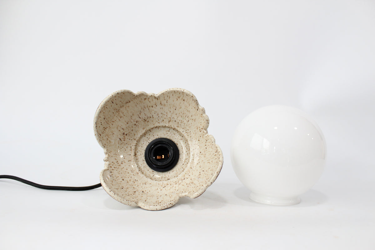 075. Textured Cloud Tabletop Globe Lamp - approx. 9.5"h x 7"w (height without shade 6.75")