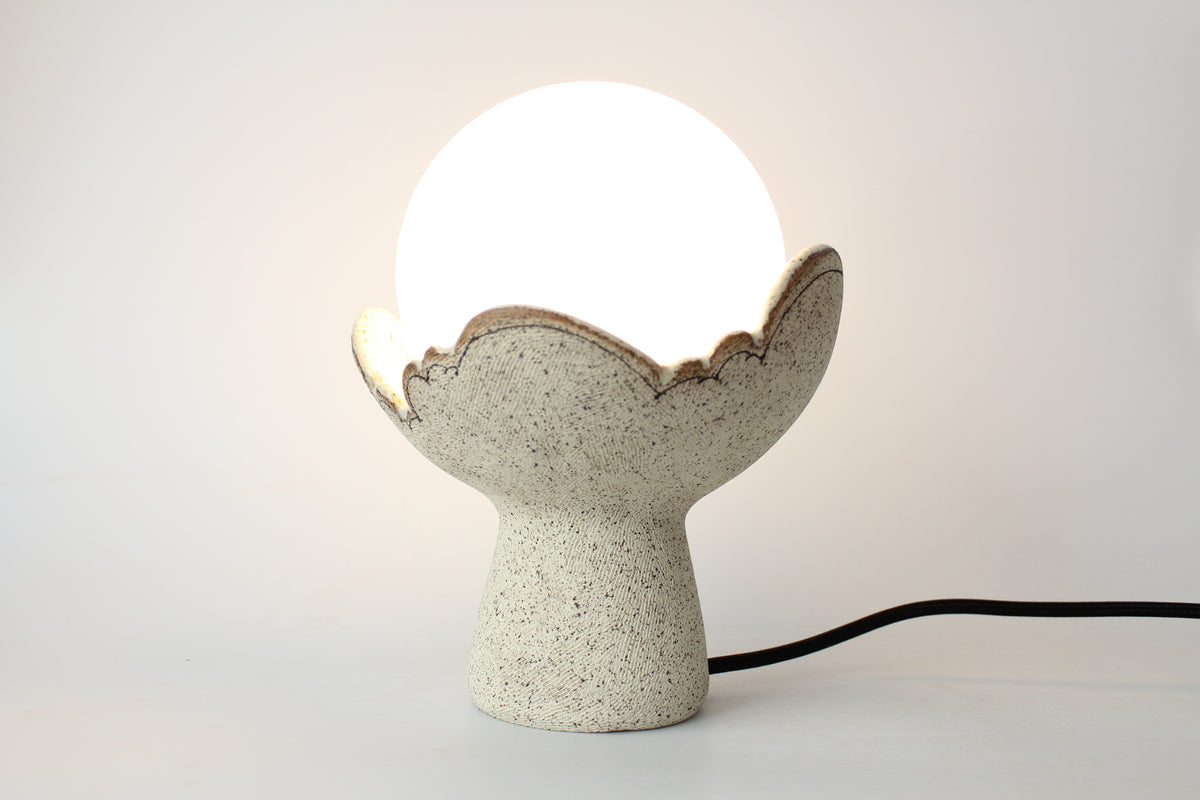 075. Textured Cloud Tabletop Globe Lamp - approx. 9.5"h x 7"w (height without shade 6.75")