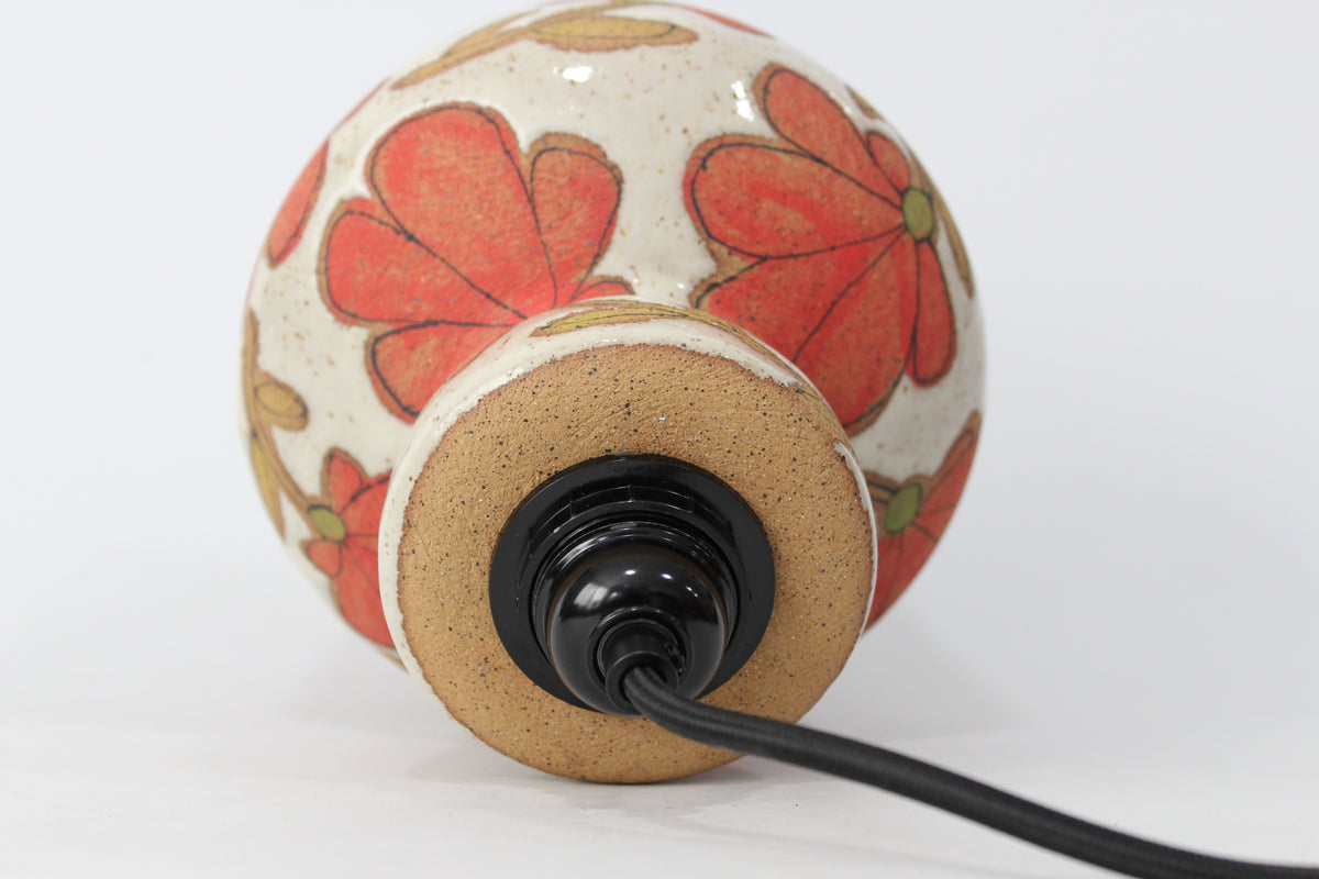 078. Red Flower Pendant Lamp - approx. 7.5" x 7" for shade