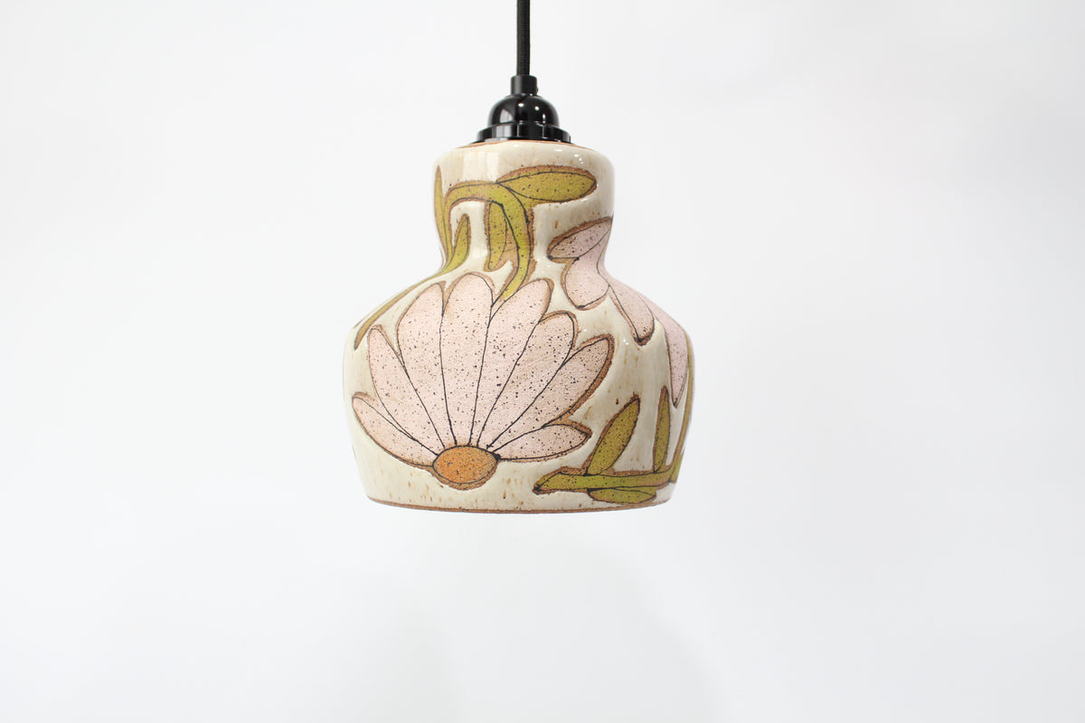 079. Pink Coneflower Pendant Lamp - approx. 6" x 6.5" for shade