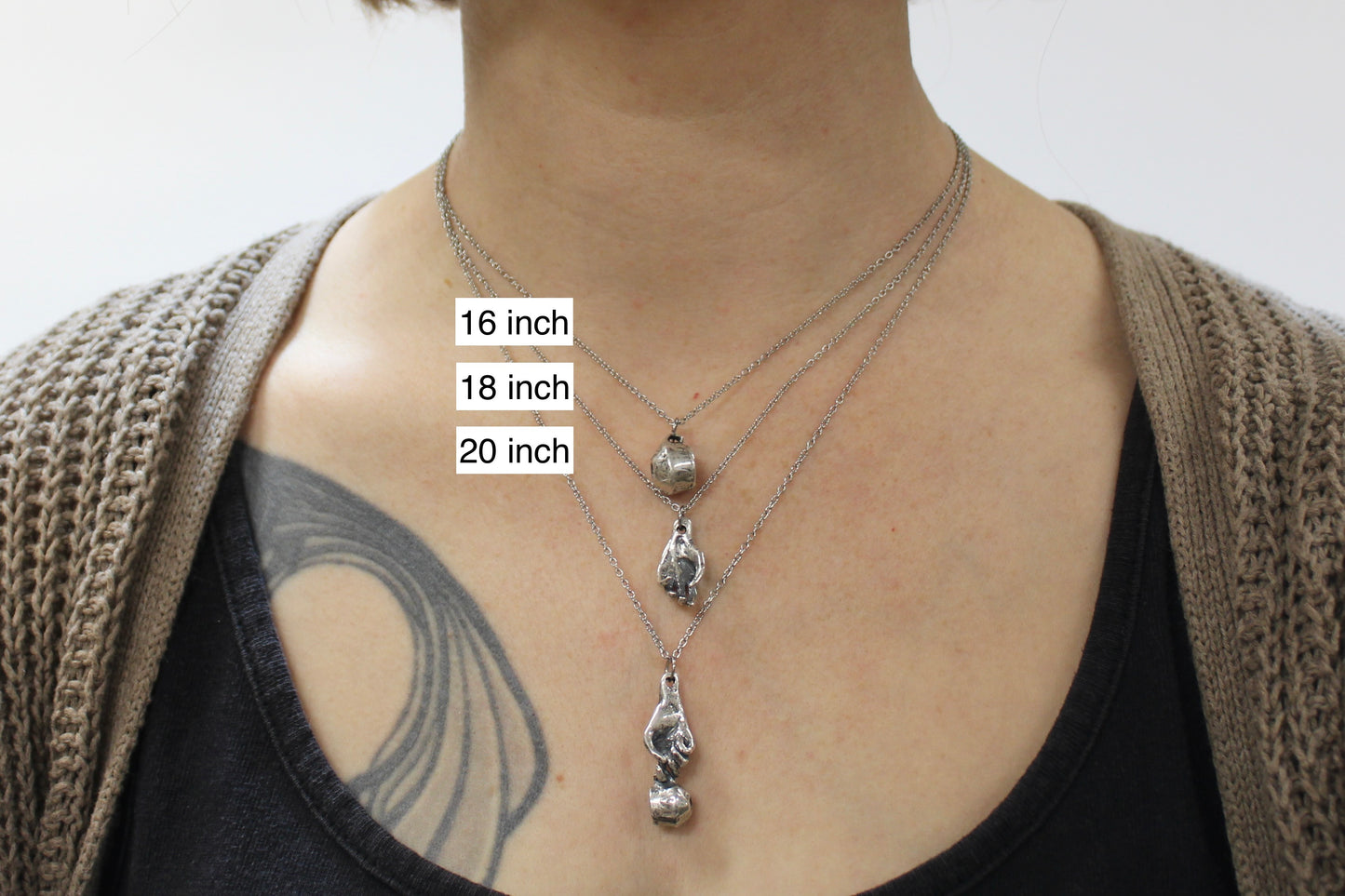 SILVER Ace of Cups Pendant Necklace. Sterling silver. 1" x 2". Select chain length 16, 18, 20 inch