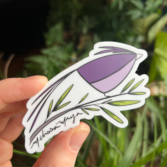 Purple Bird STICKER. 3 x 2.5 inches. SCROLL DOWN to build you sticker pack - 20% off two or more